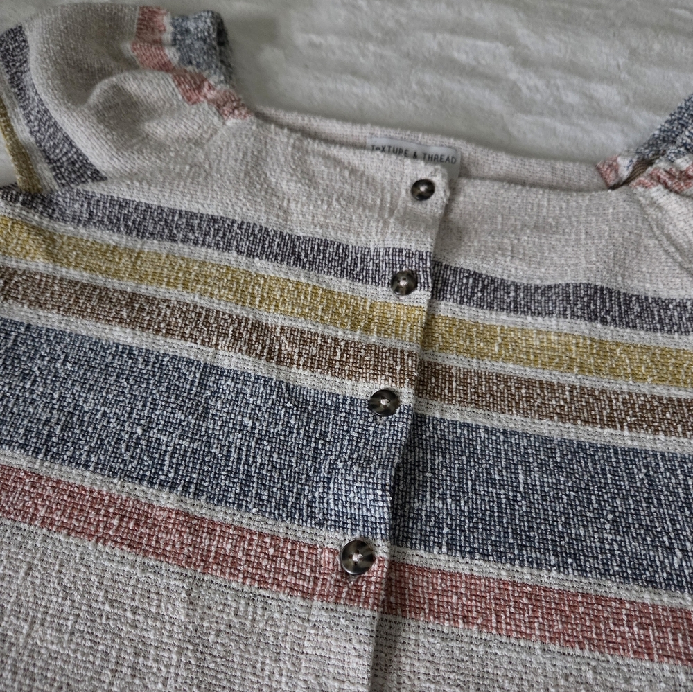 Madewell Texture & Thread Button Front Top In Stripe - Picture 10 of 14